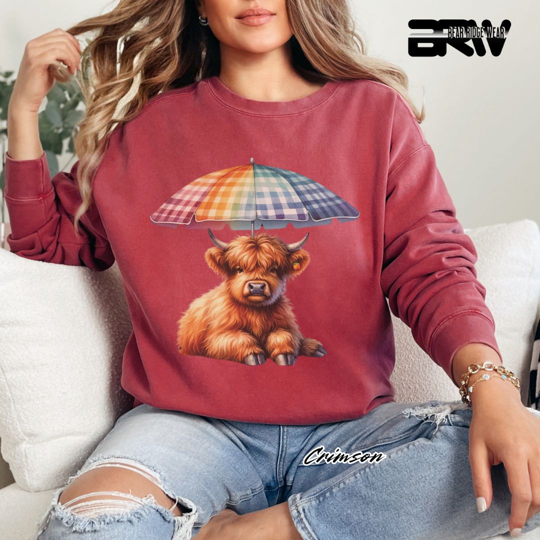 'Highland Cow-Umbrella' Summer Long Sleeve Tee
