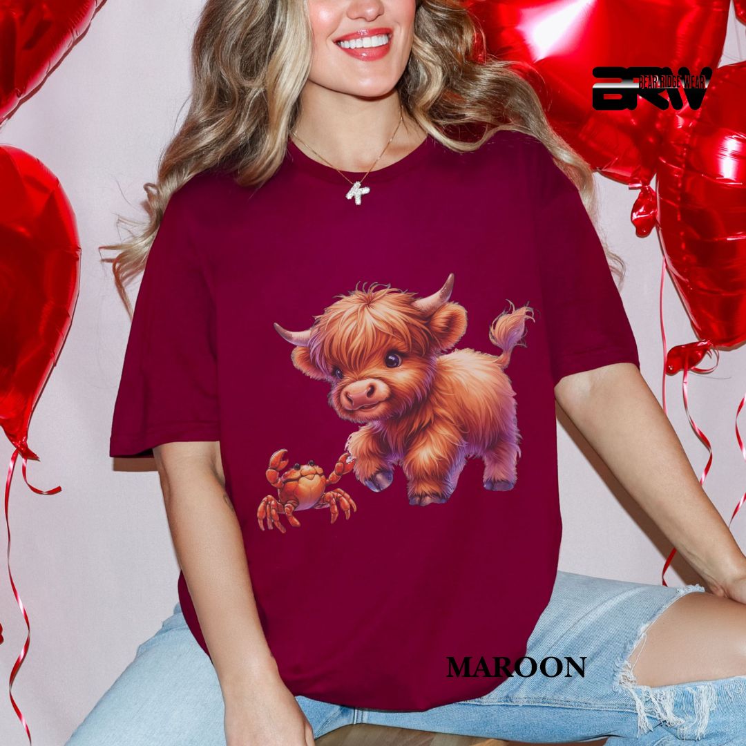 'Highland Cow-Crab Summer Tee