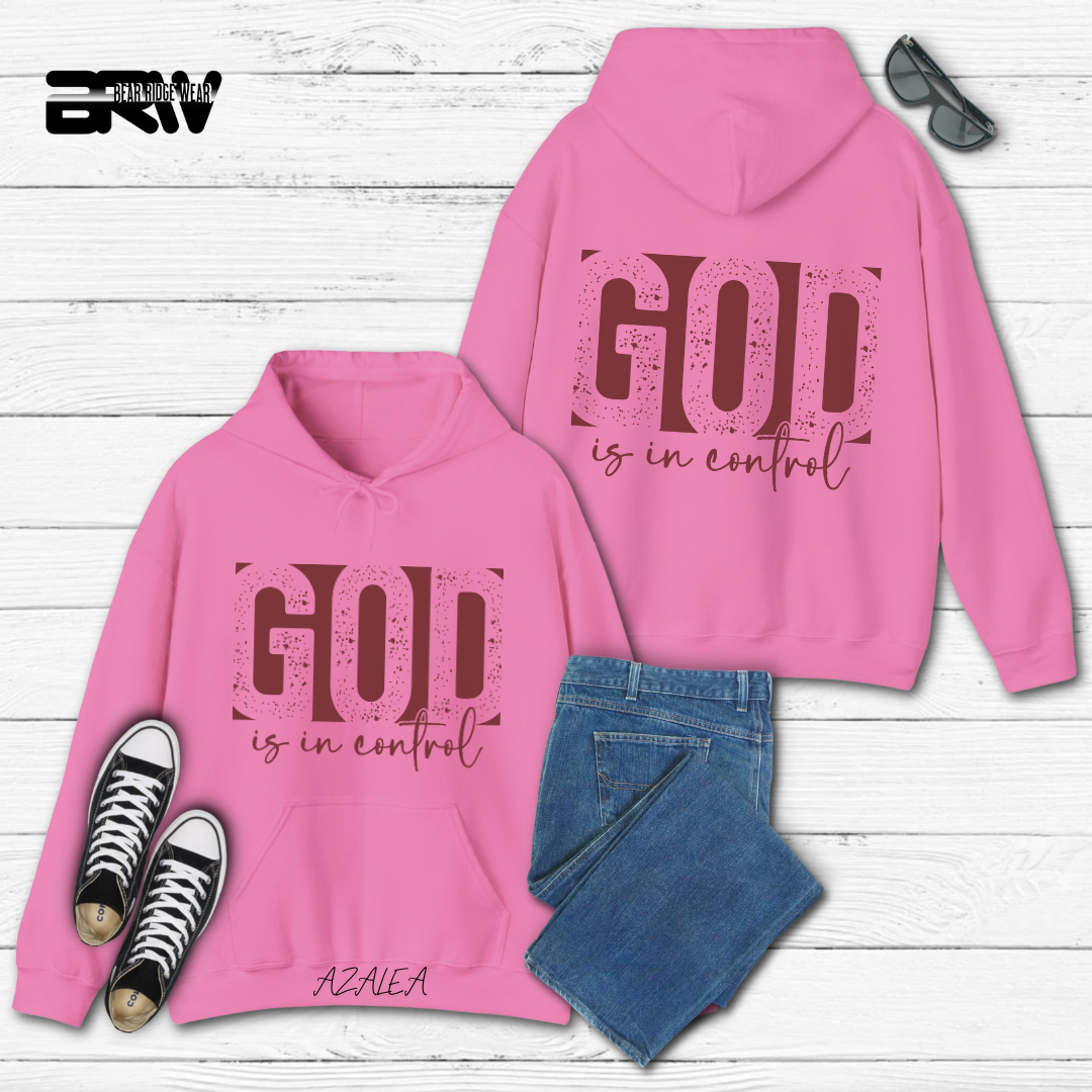 'God Is In Control' Red Stroke Faith Hoodie