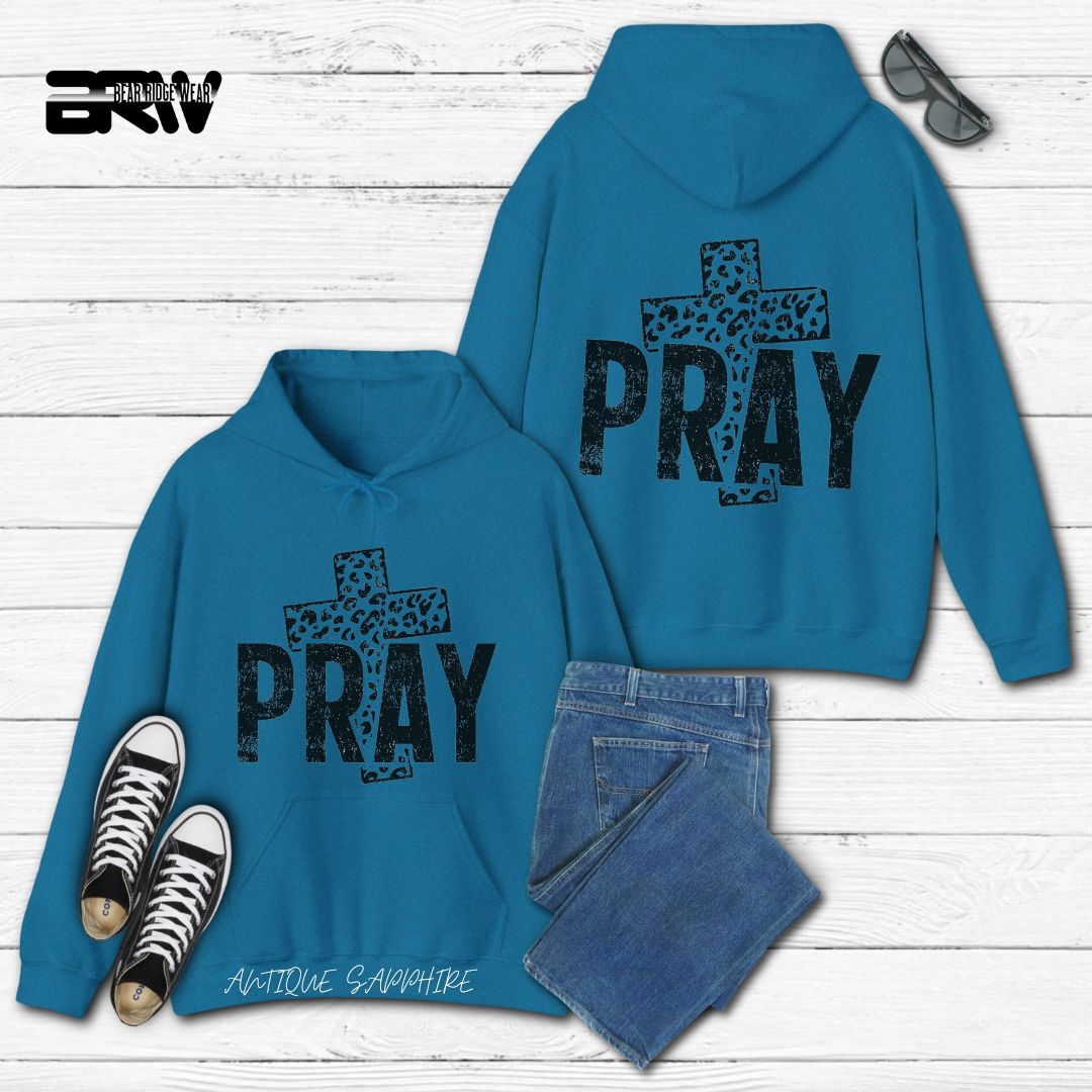 'Pray With Leopard Cross' Faith Hoodie