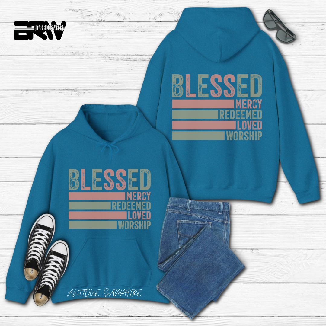 'Blessed, Mercy, Redeemed, Loved, and Worship' Faith Hoodie