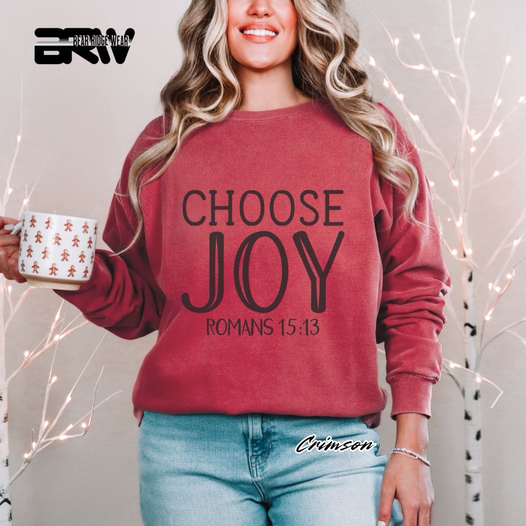 'Choose Joy, Romans 15:13' Faith Crewneck Sweatshirt