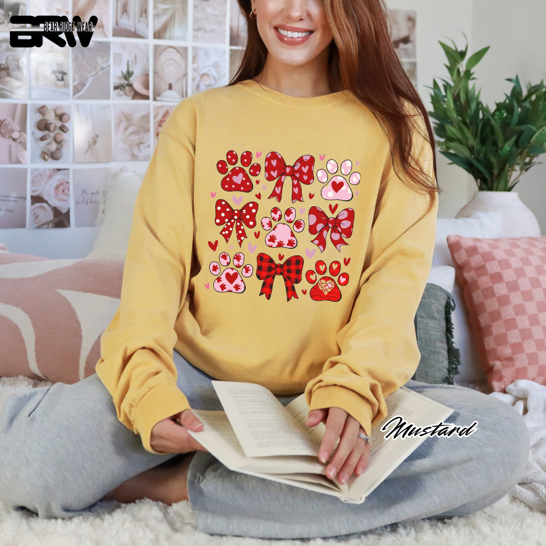 'Dog Paws and Ribbons' Long Sleeve Tee