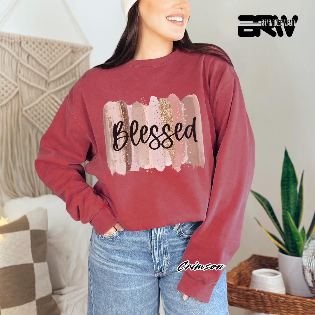 'Blessed' Brushed Stroke Crewneck Sweatshirt