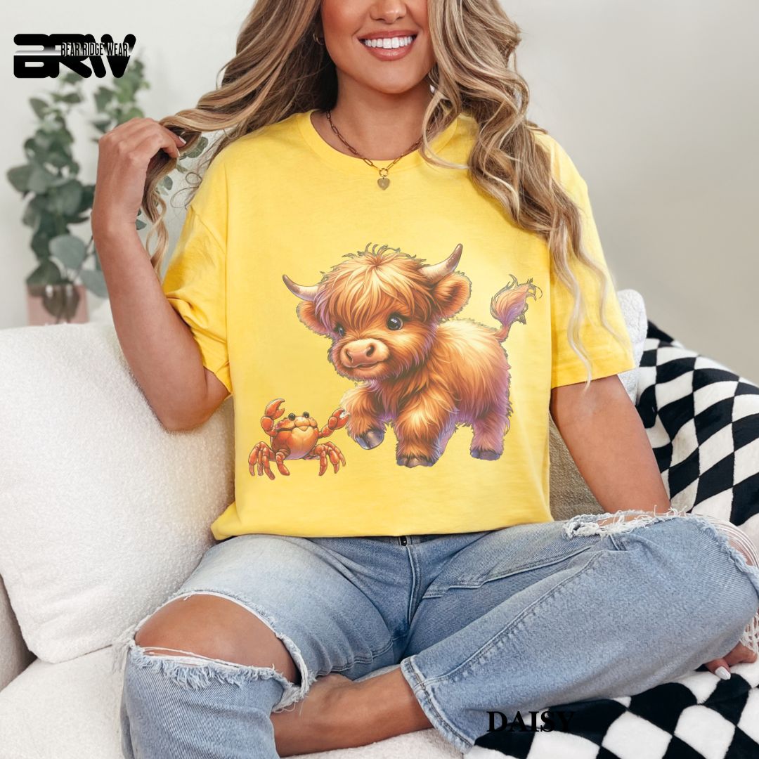'Highland Cow-Crab Summer Tee