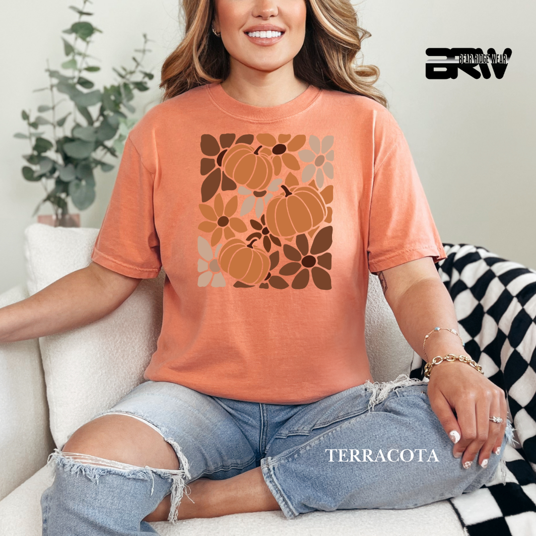 'Boho Floral Pumpkin' Fall Tee