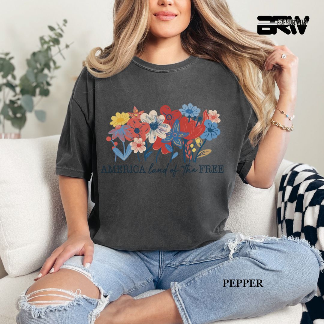 America Flowers- Patriotic Tee