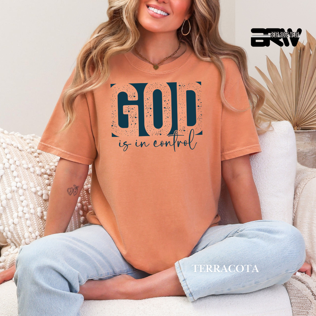 'God Is In Control-Blue' Faith Tee