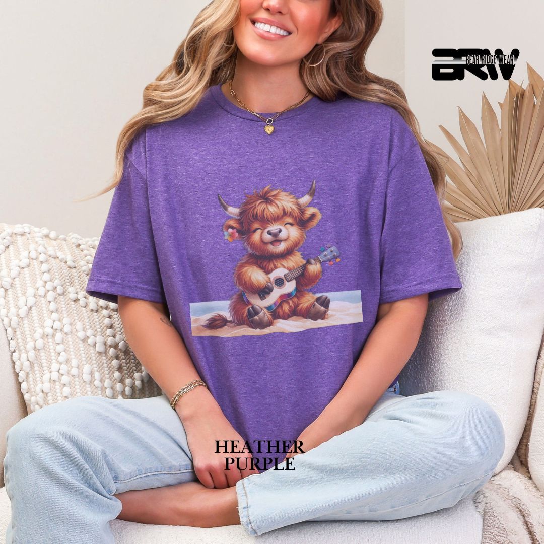 'Highland Cow-Guitar' 2 Summer Tee