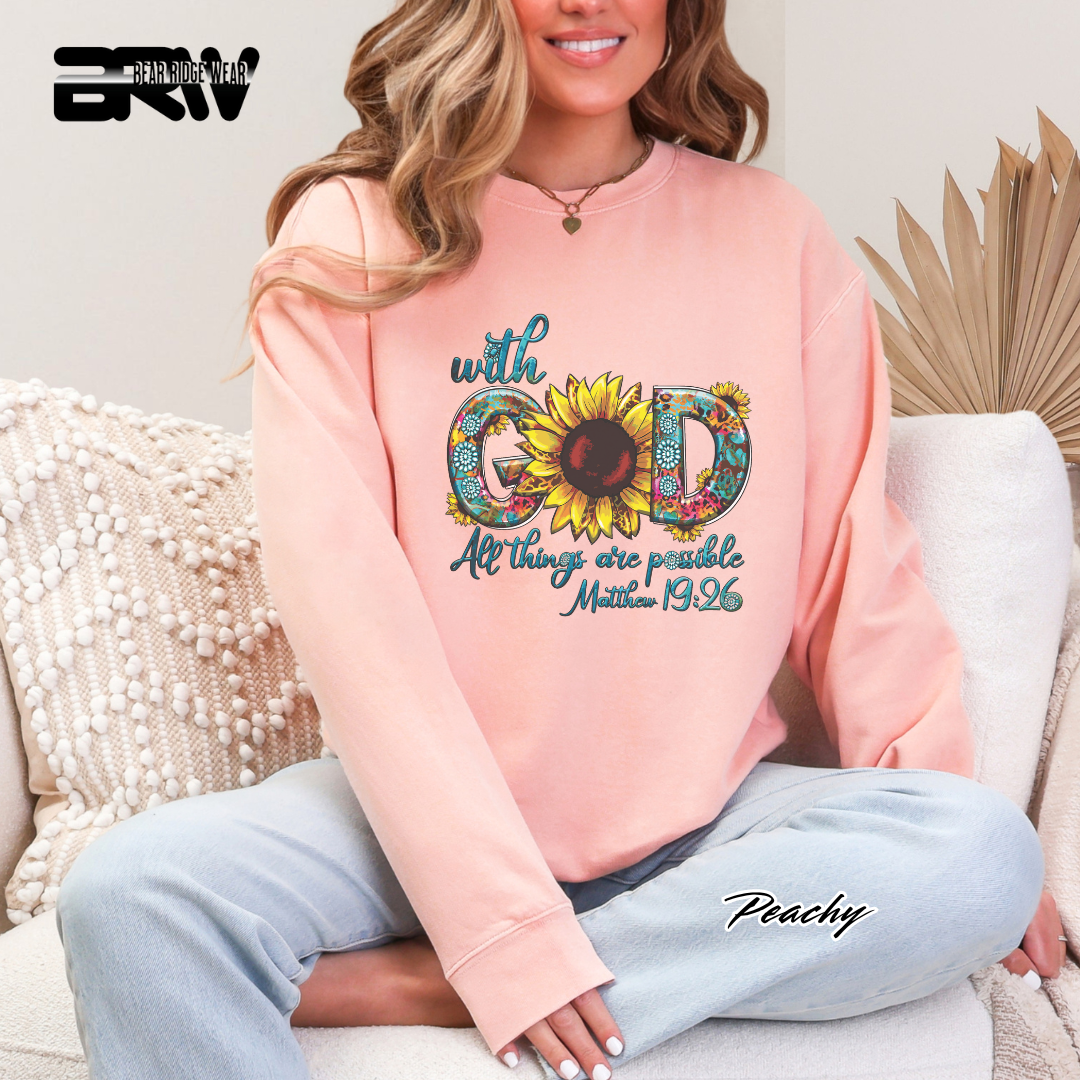 'With God All Things Are Possible' Faith Crewneck Sweatshirt