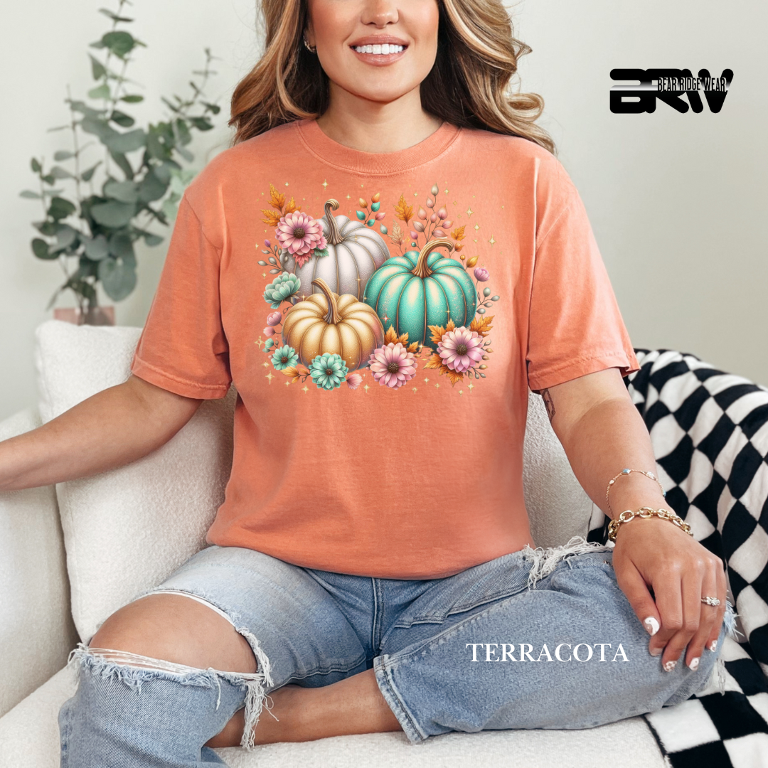 'Floral Shimmering Pumpkin' Fall Tee