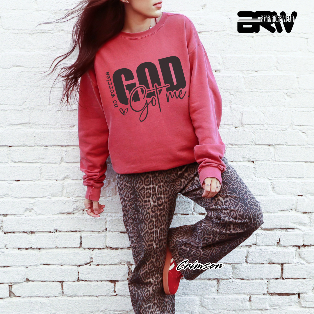 'No Worries God Got Me' Faith Crewneck Sweatshirt