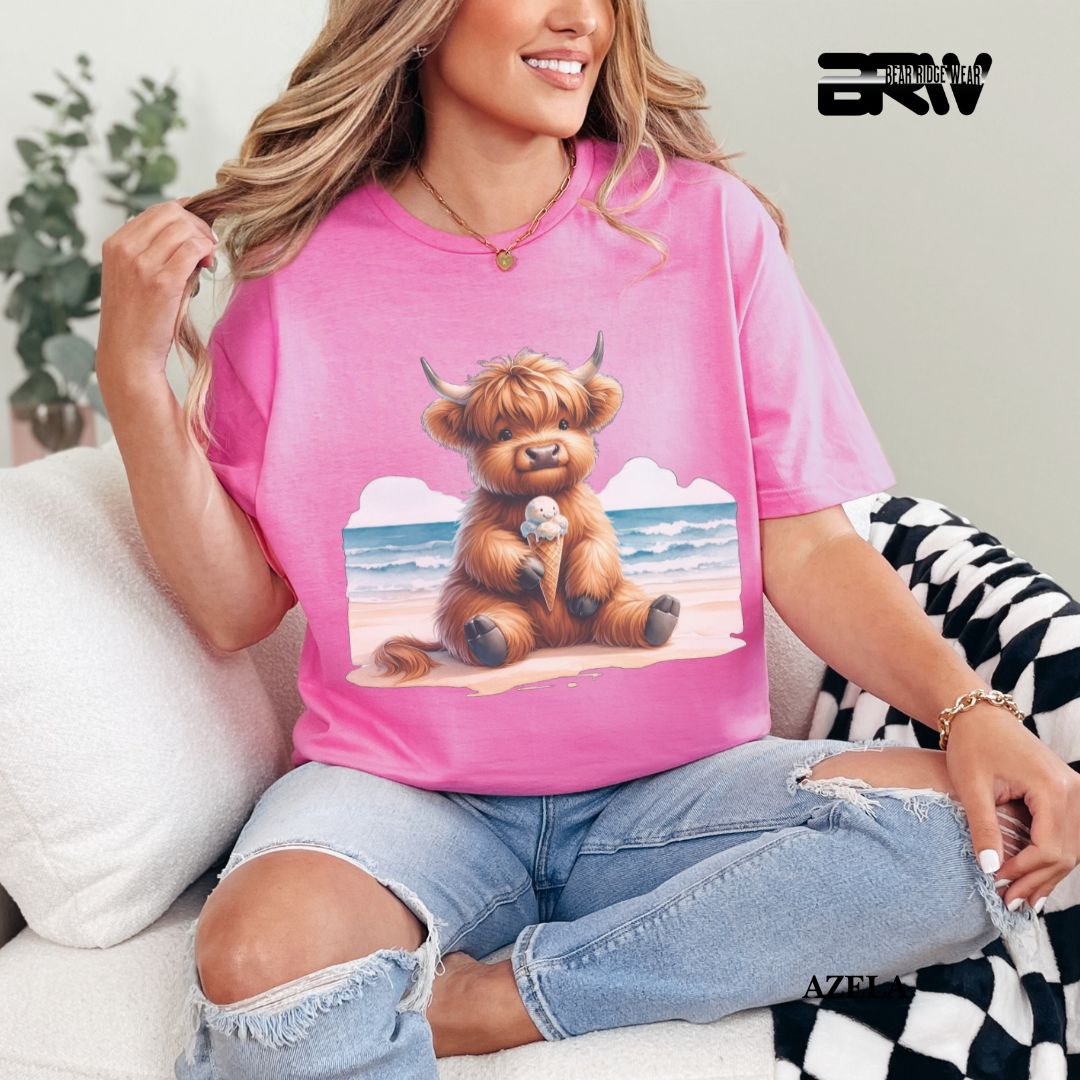 'Highland Cow-Ice Cream' Summer Tee