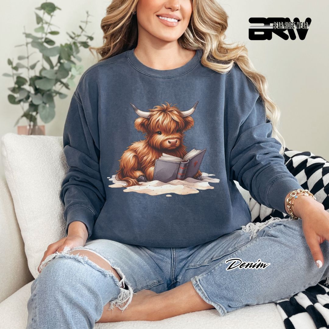 'Highland Cow-Beach-Book' Summer Long Sleeve Tee