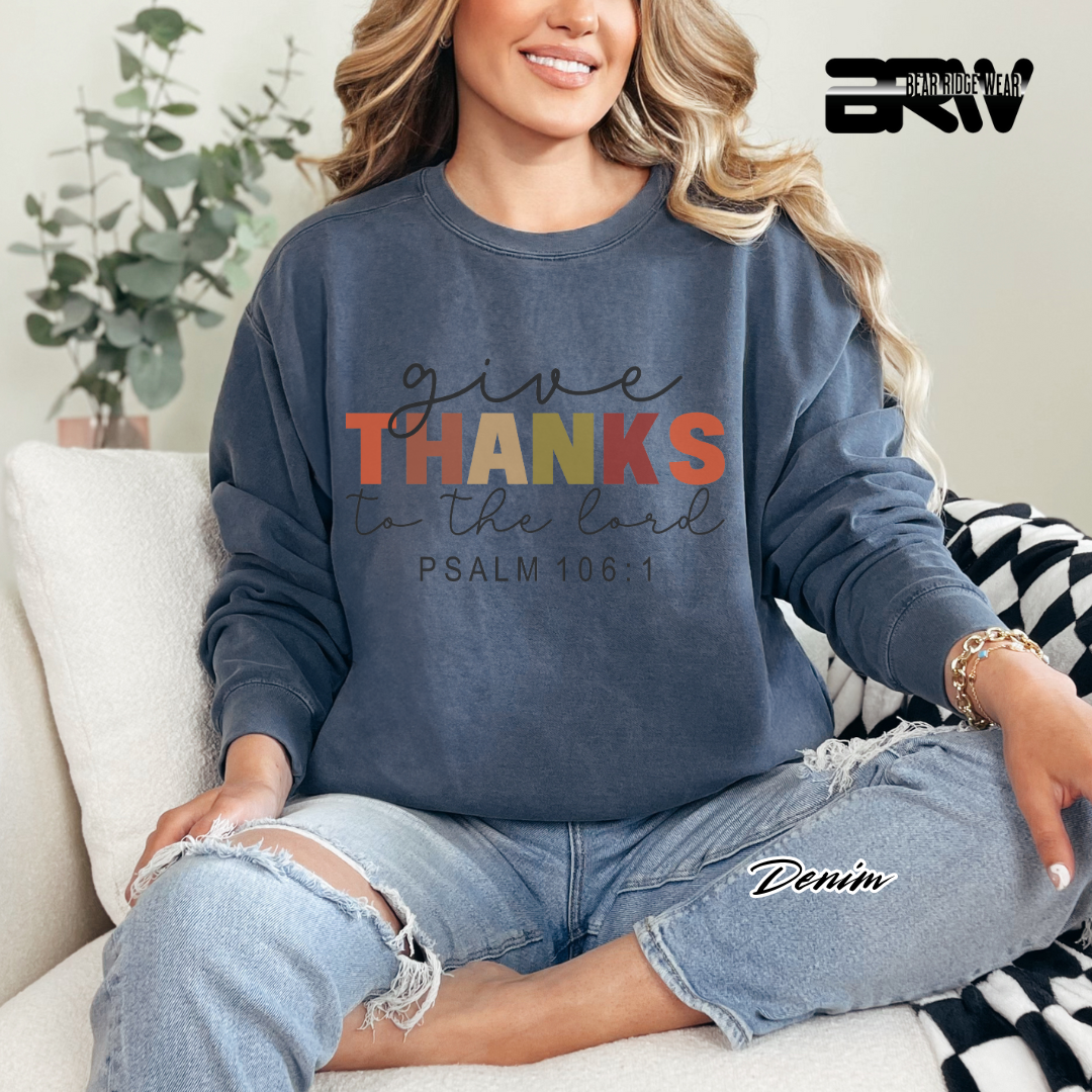 'Give Thanks To The Lord' Faith Crewneck Sweatshirt