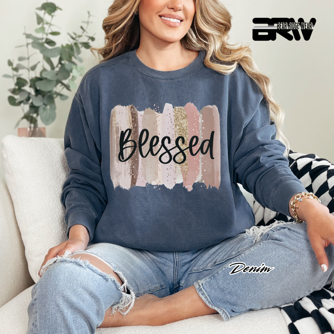 'Blessed' Brushed Stroke Crewneck Sweatshirt
