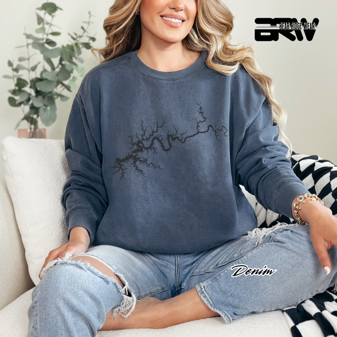 'Lake Cumberland Map' Crewneck Sweatshirt