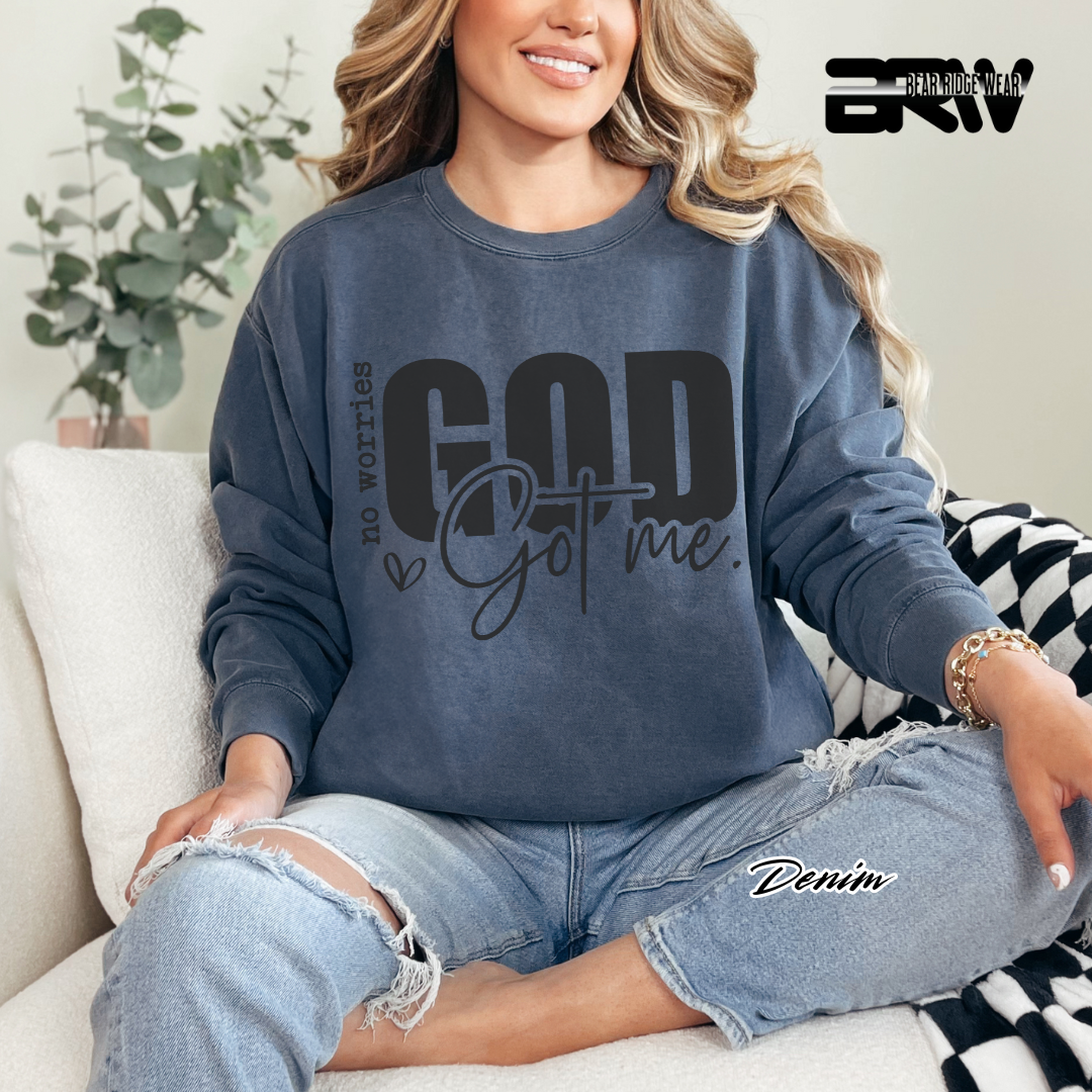 'No Worries God Got Me' Faith Crewneck Sweatshirt