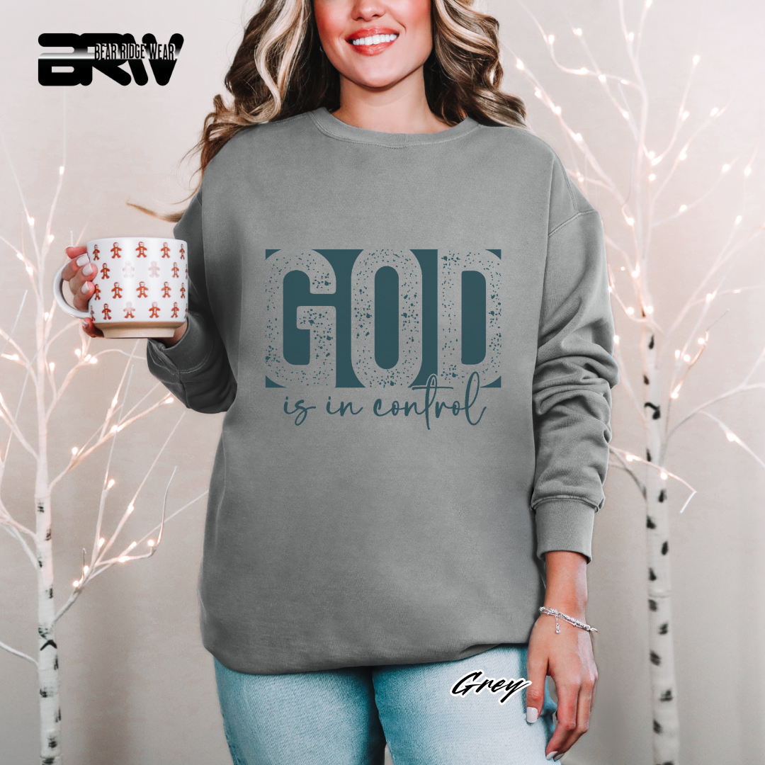 'God Is In Control' Blue Faith Long-Sleeve Tee