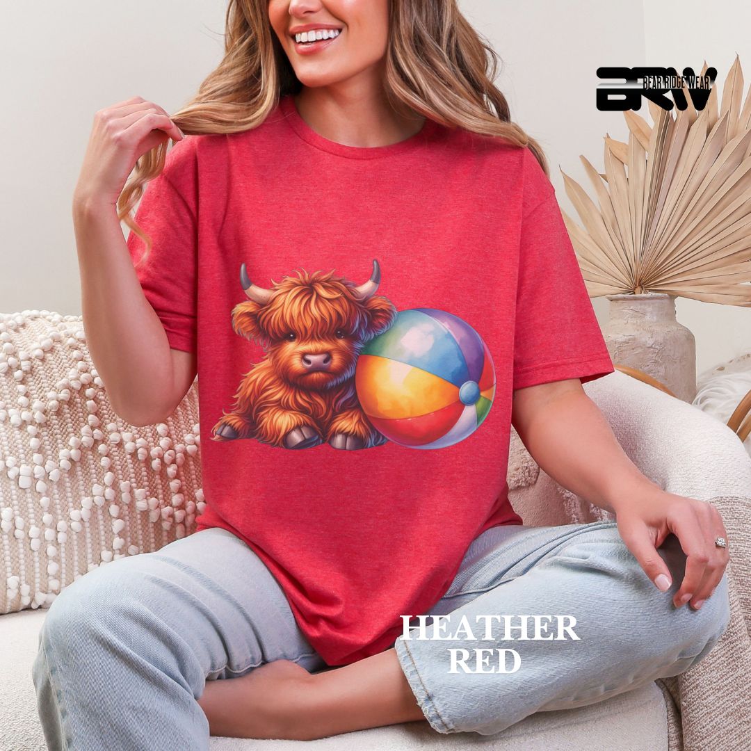 'Highland Cow-Beach-Ball' 2 Summer Tee