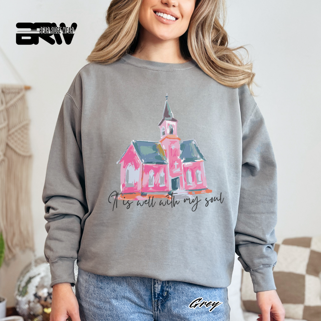 'It Is Well With My Soul' Black Faith Long-Sleeve Tee