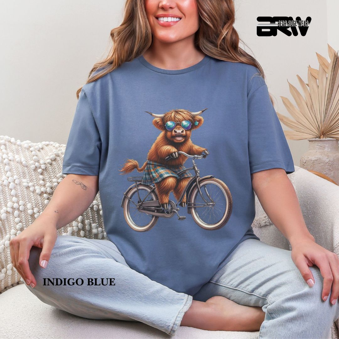 'Highland Cow- Bicycle' 3 Summer Tee