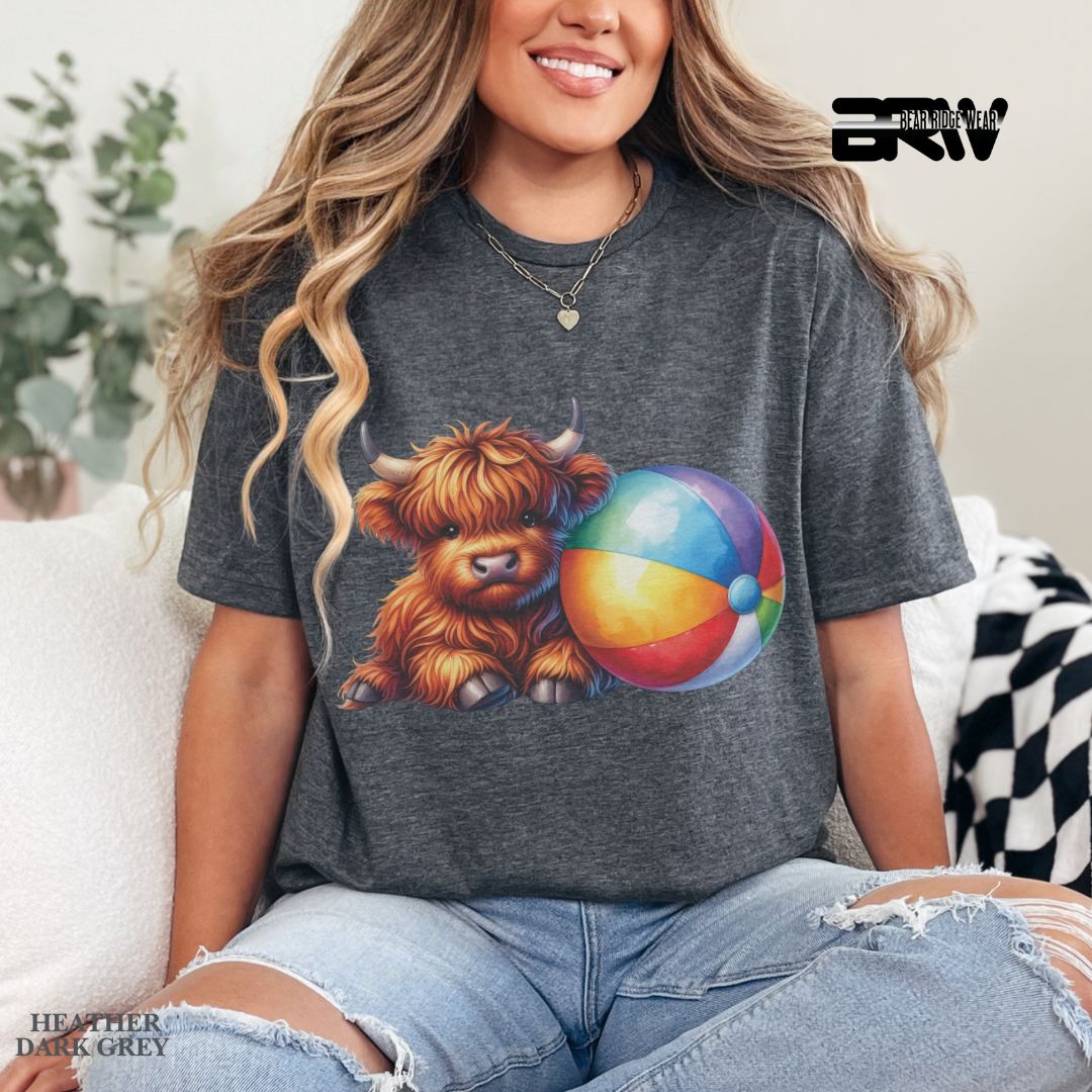 'Highland Cow-Beach-Ball' 2 Summer Tee
