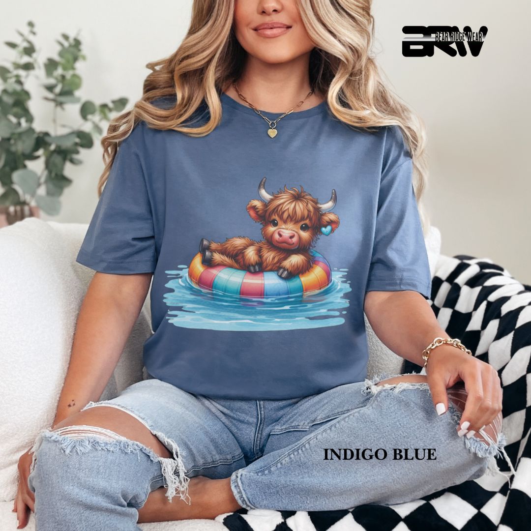 'Highland Cow-Float' 3 Summer Tee