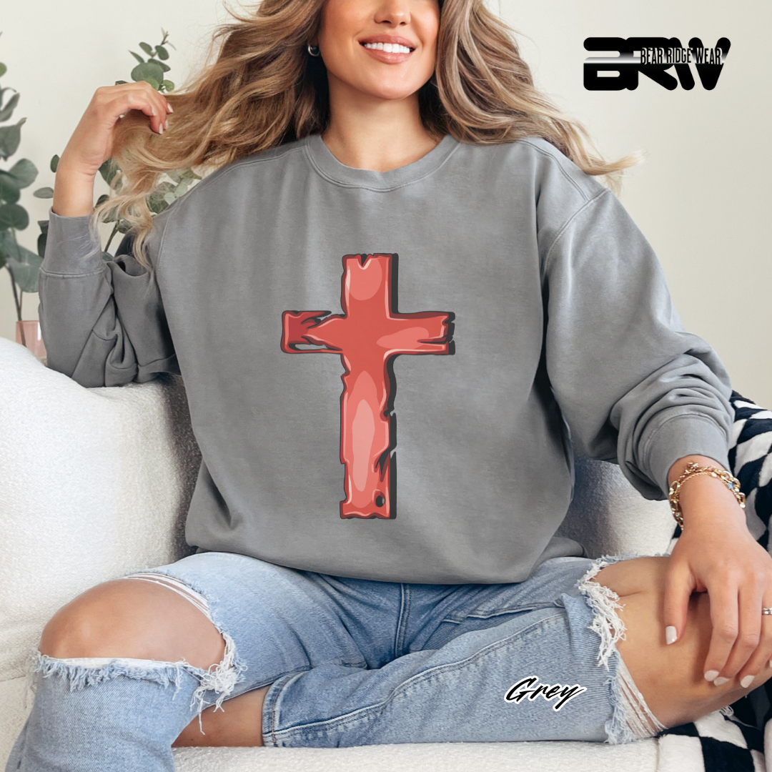 'Rugged Cross' Faith Crewneck Sweatshirt
