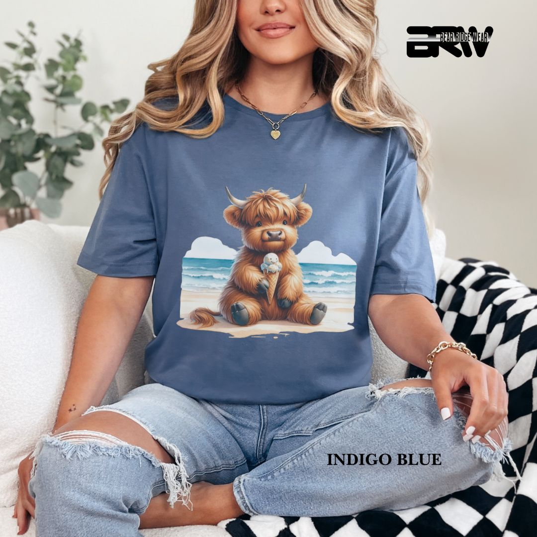 'Highland Cow-Ice Cream' 3 Summer Tee