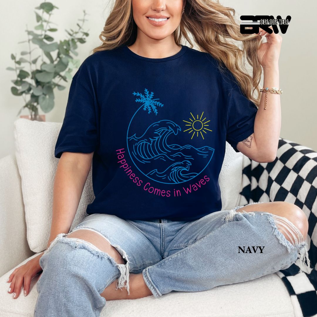'Happiness Comes In Waves' 3 Summer Tee
