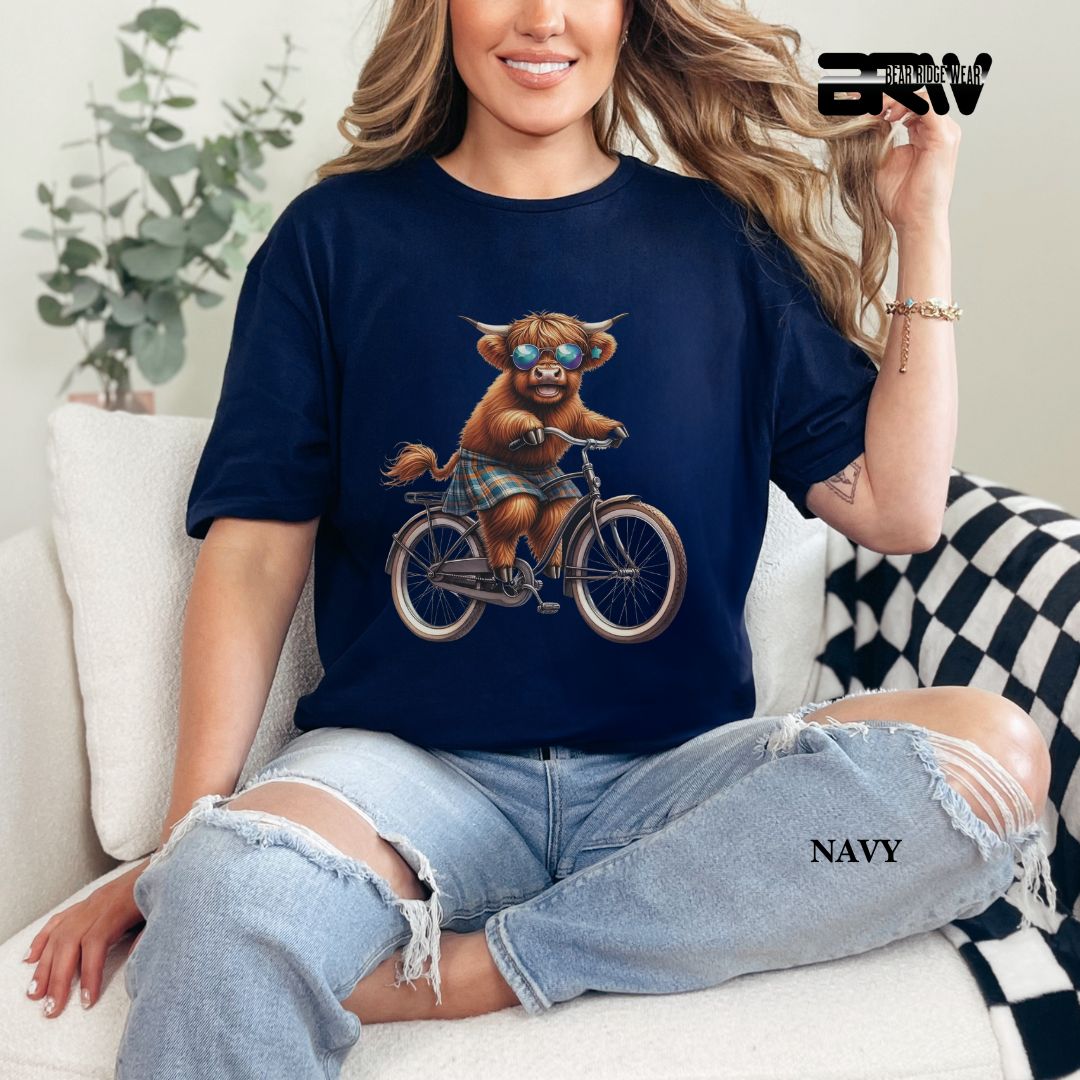 'Highland Cow- Bicycle' 3 Summer Tee