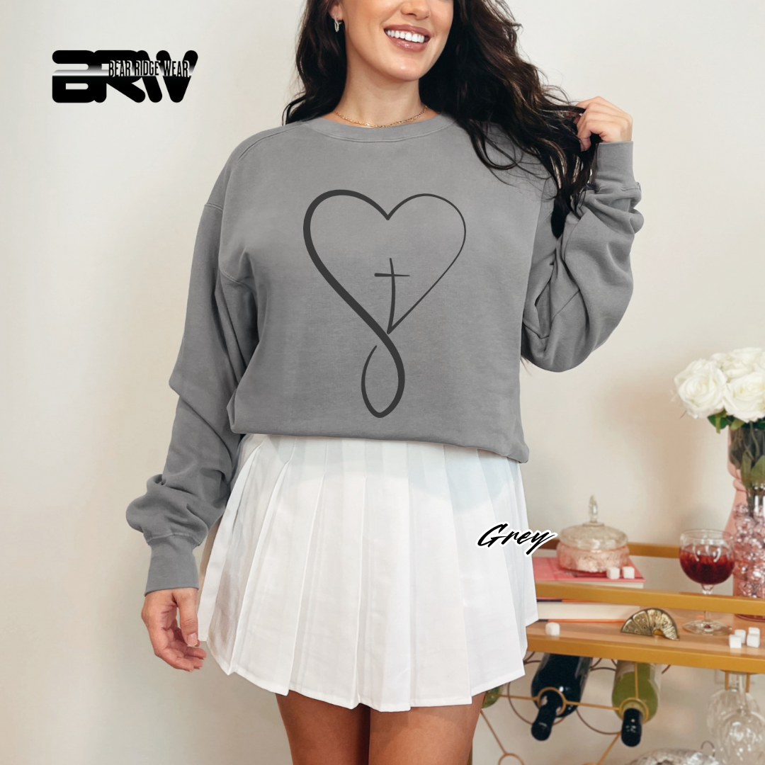 'Infinity Heart With Cross Inside' Faith Crewneck Sweatshirt