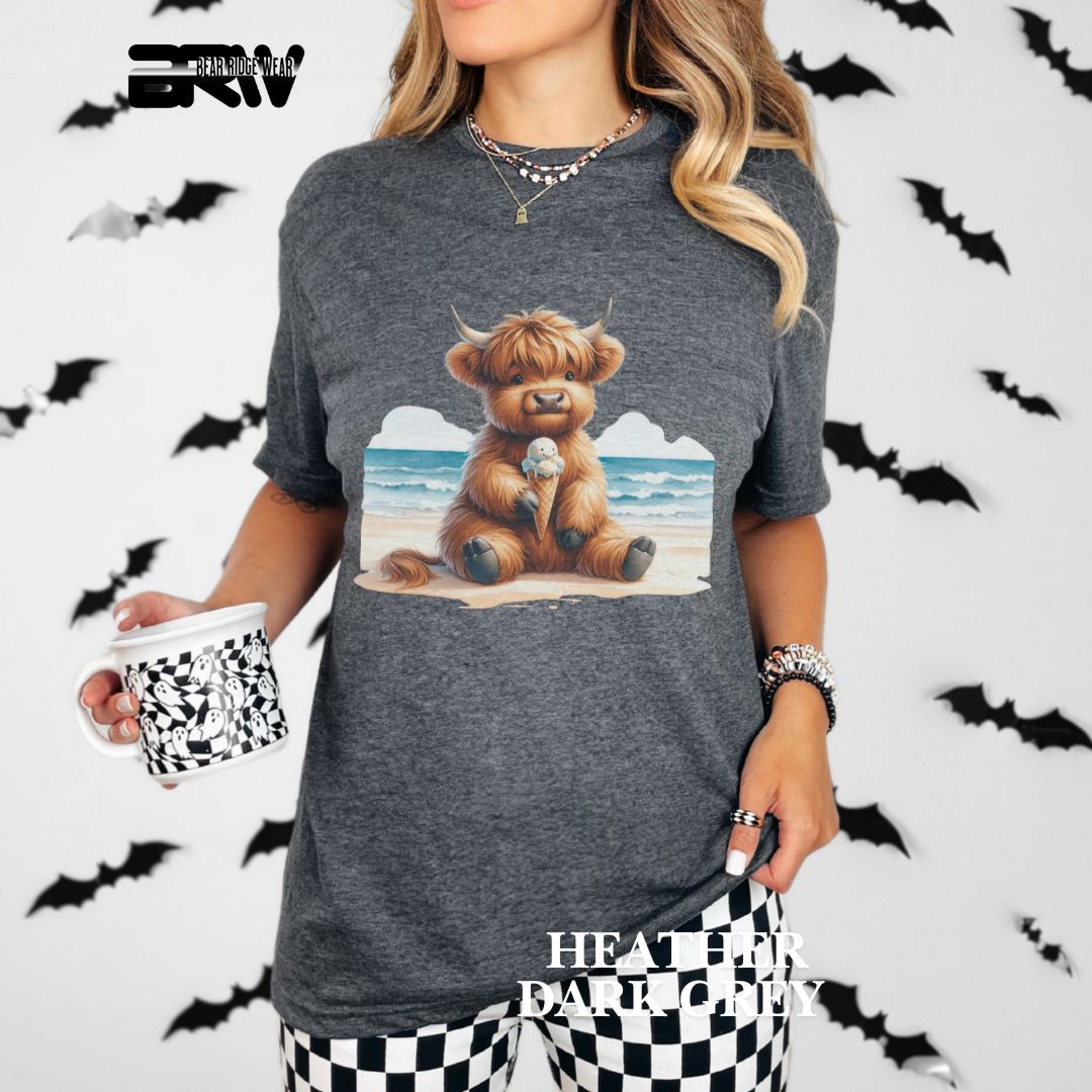 'Highland Cow-Ice Cream' 2 Summer Tee