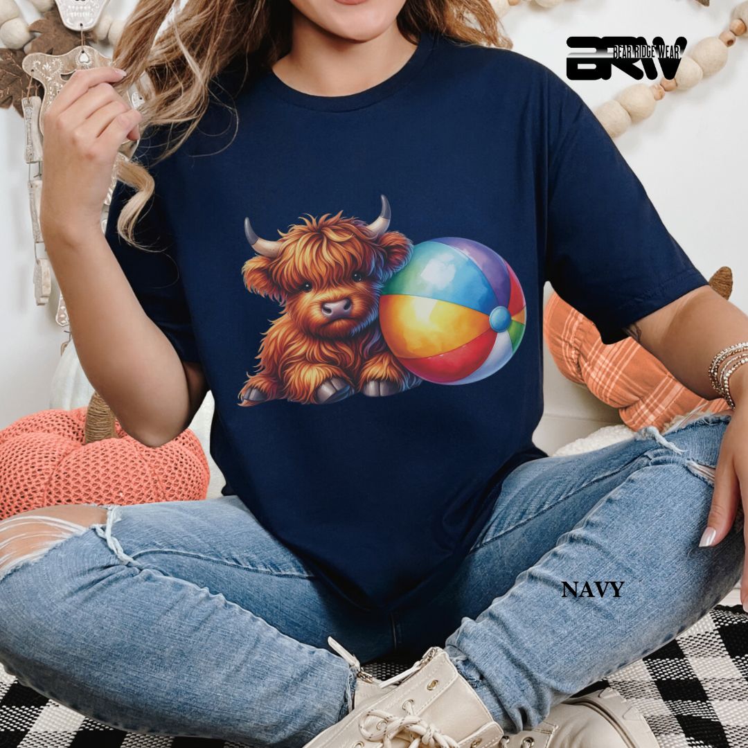 'Highland Cow-Beach-Ball' 3 Summer Tee
