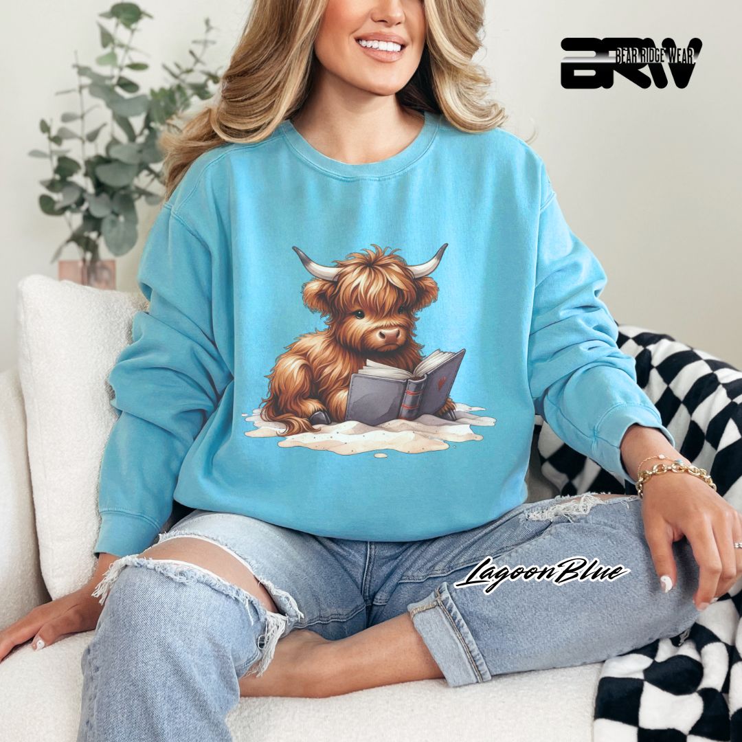 'Highland Cow-Beach-Book' Summer Long Sleeve Tee