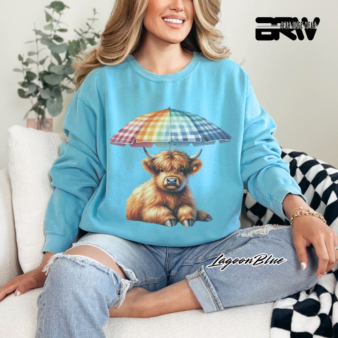 'Highland Cow-Umbrella' Summer Long Sleeve Tee