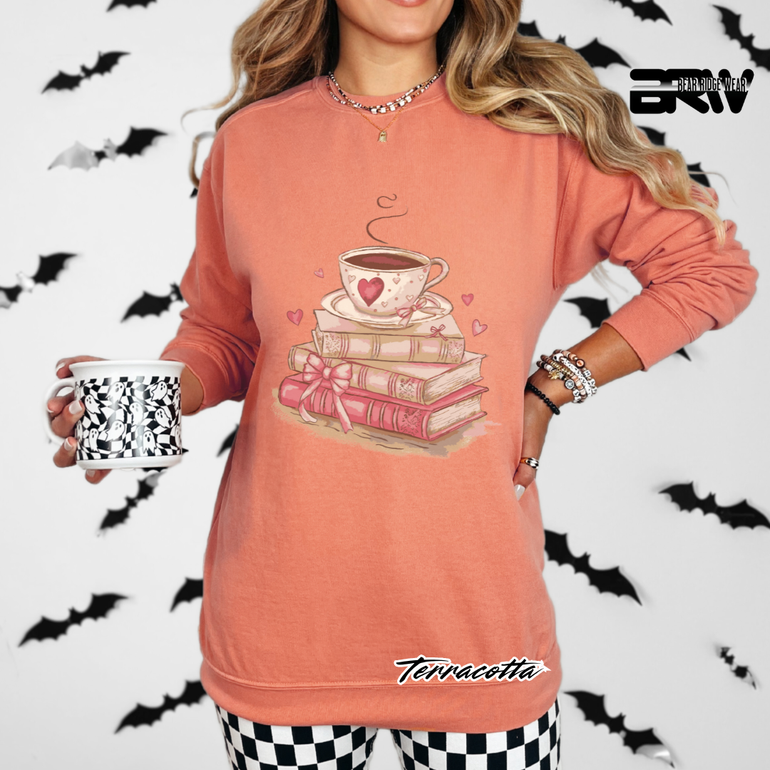 'Coffee on Top of the Books' Long Sleeve Tee