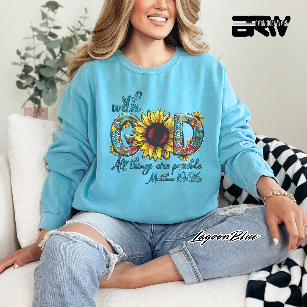 'With God All Things Are Possible' Faith Crewneck Sweatshirt
