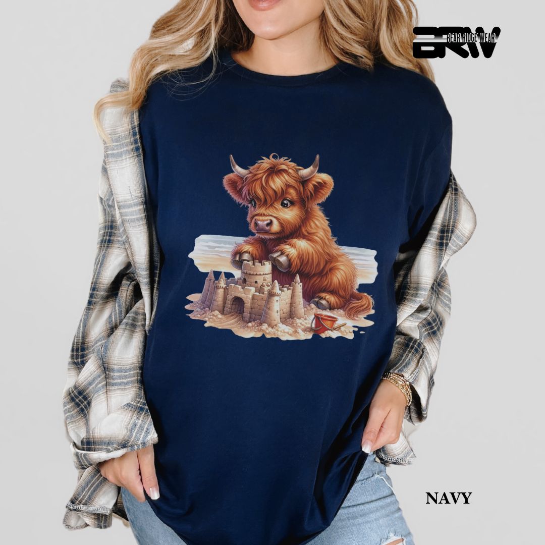 'Highland cow-Sandcastle' 3 Summer Tee