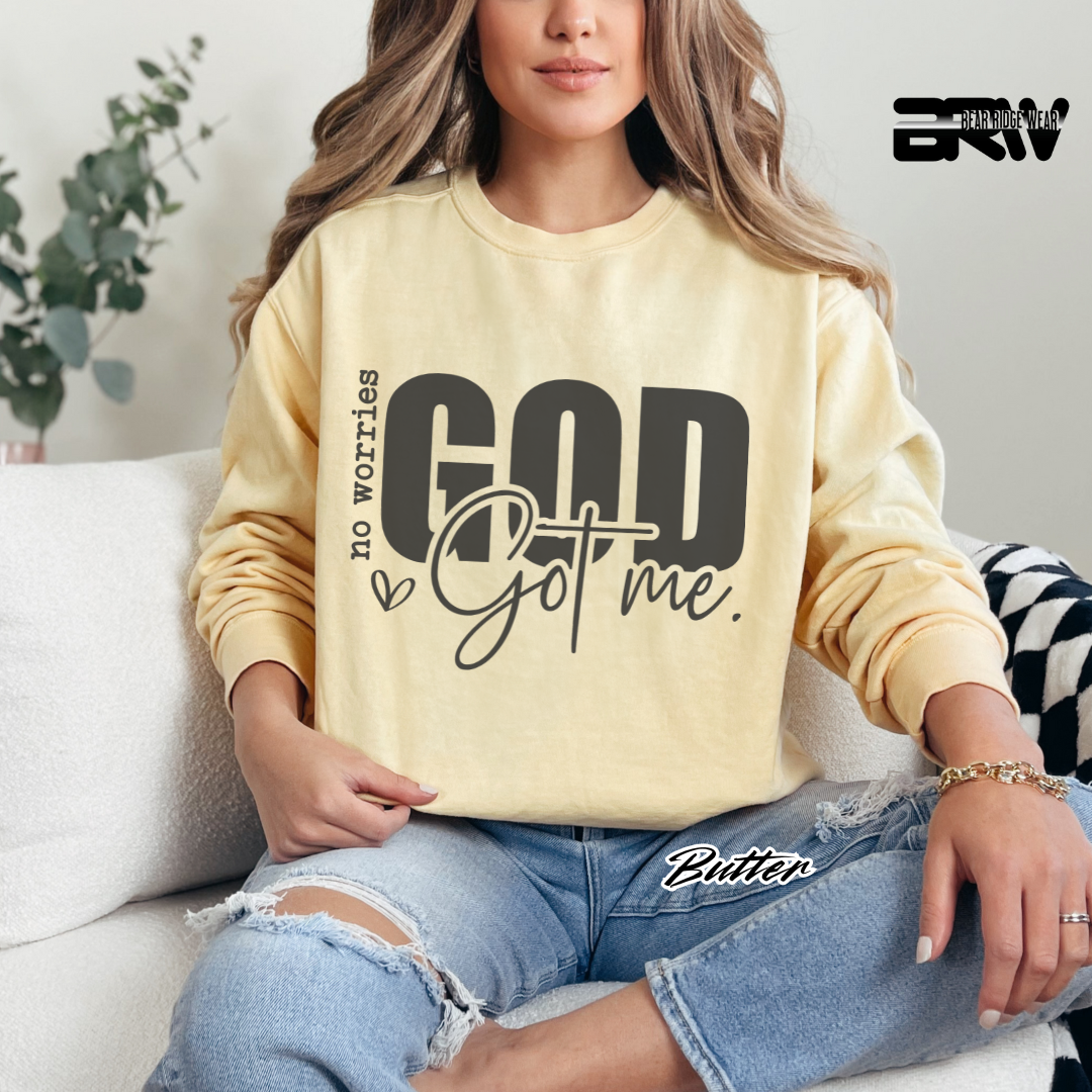 'No Worries, God Got Me' Faith Long-Sleeve Tee