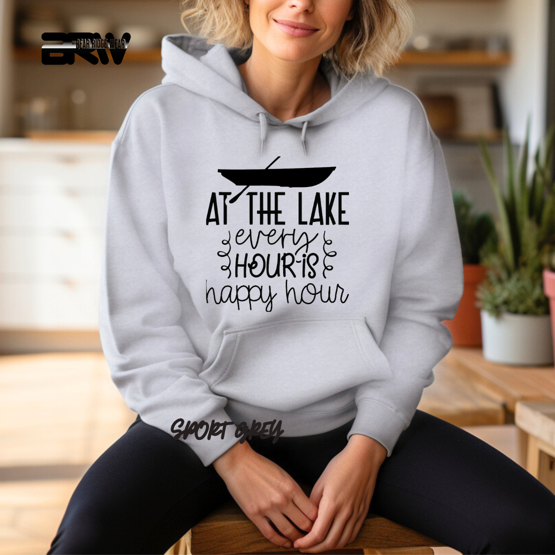 'At the lake every hour is happy hour' Hoodie