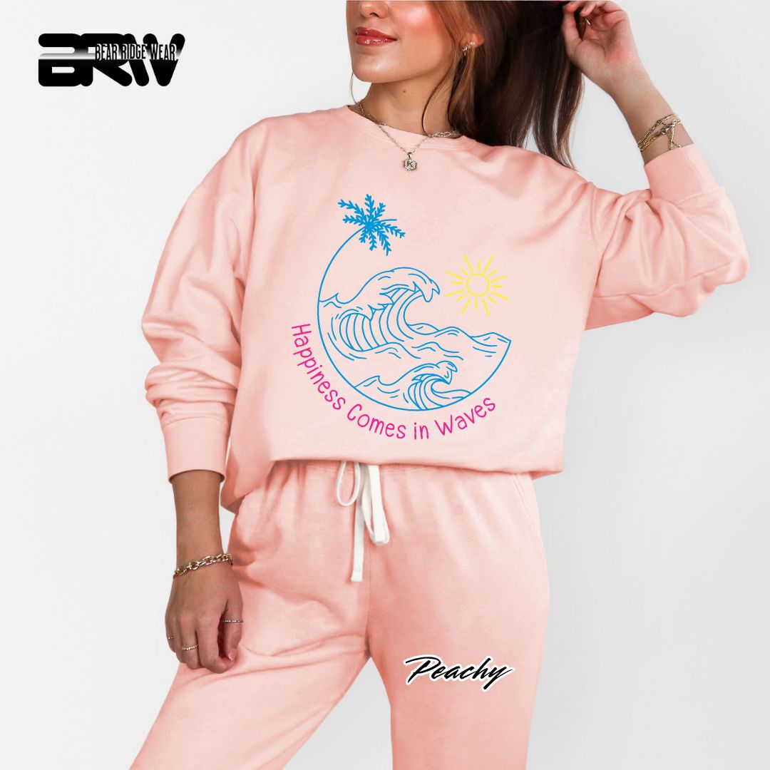 'Happiness comes in Waves' Summer Crewneck Sweatshirt
