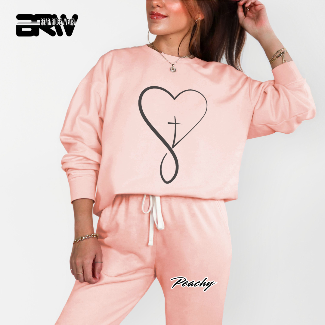 'Infinity Heart With Cross Inside' Faith Crewneck Sweatshirt