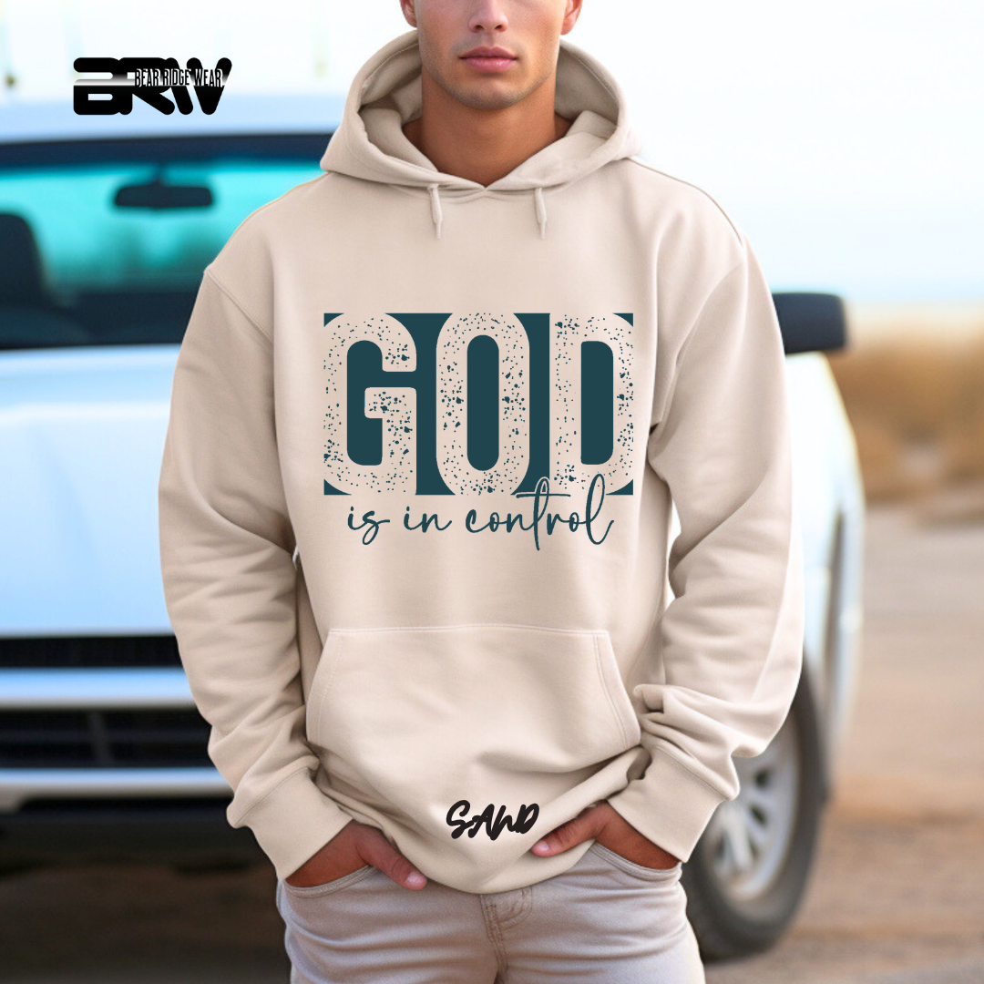 'God Is In Control' Blue Stroke Faith Hoodie