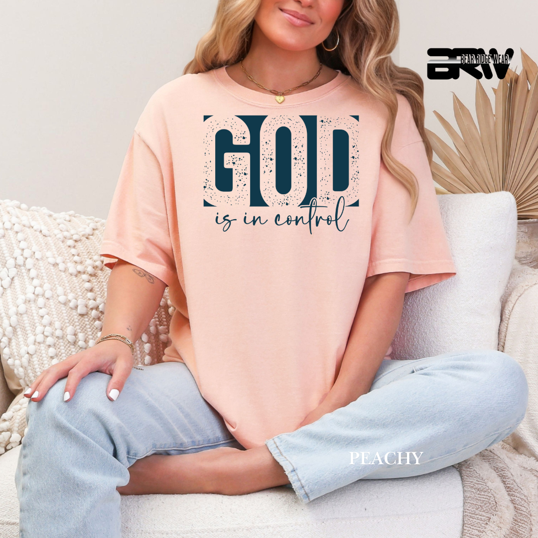 'God Is In Control-Blue' Faith Tee