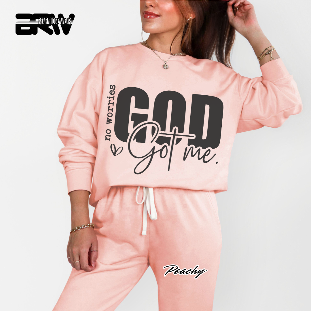 'No Worries God Got Me' Faith Crewneck Sweatshirt