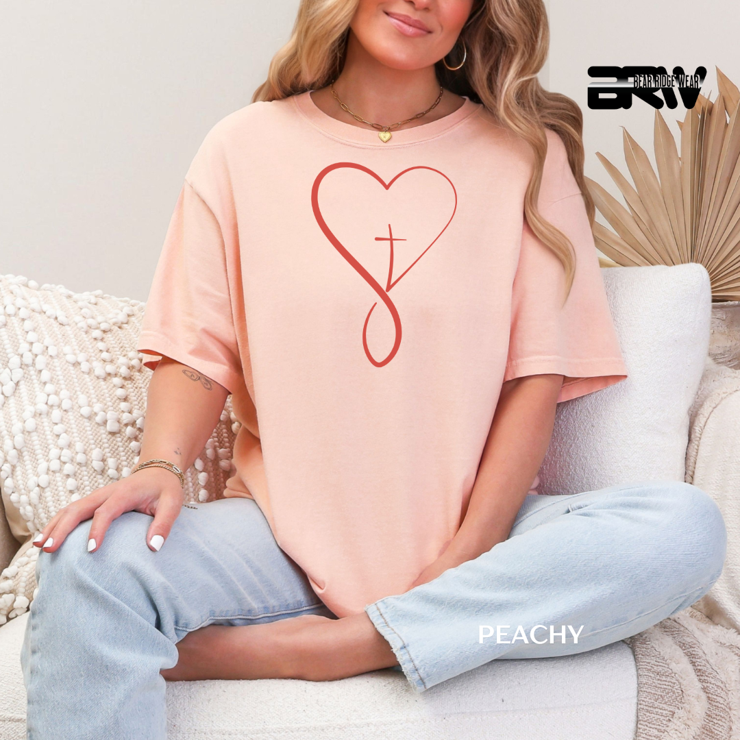 'Heart With Cross-Red' Faith Tee