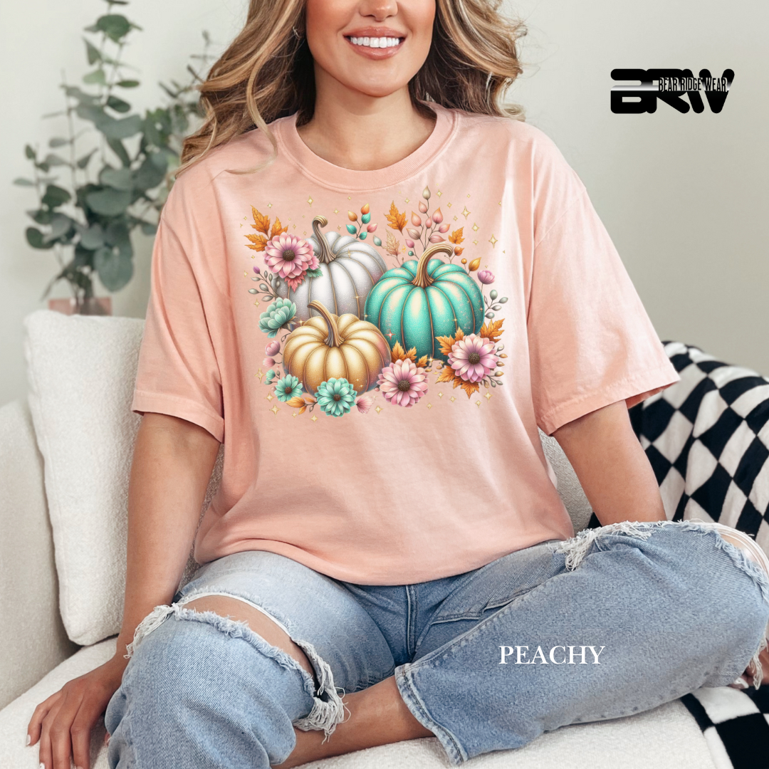 'Floral Shimmering Pumpkin' Fall Tee