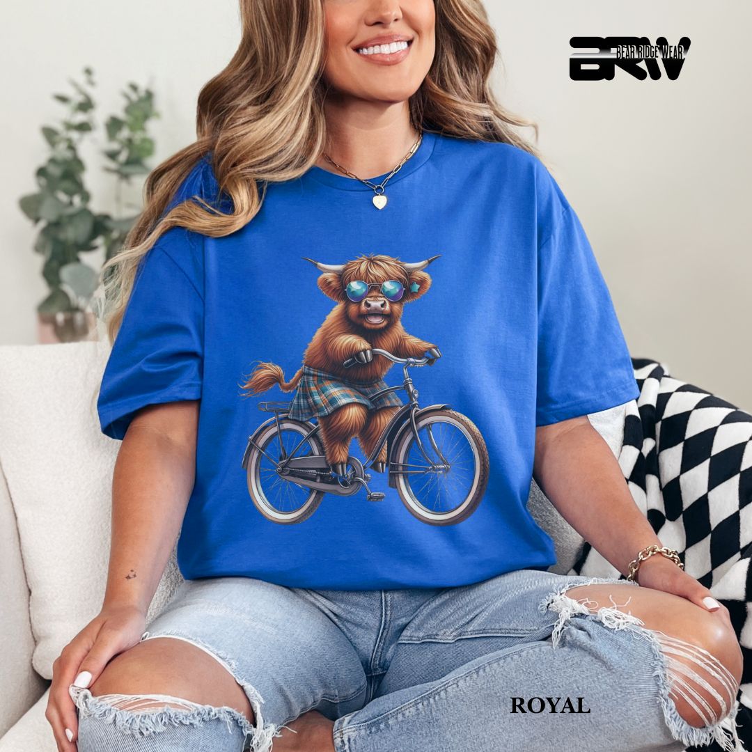 'Highland Cow- Bicycle' 3 Summer Tee